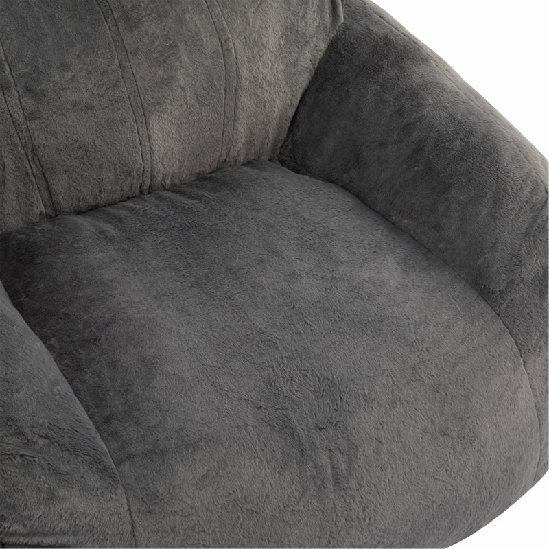 Fauteuil à billes d'intérieur, fausse fourrure grise