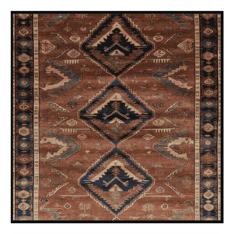 Tapis brun lavable à la machine, Carré 8 pi