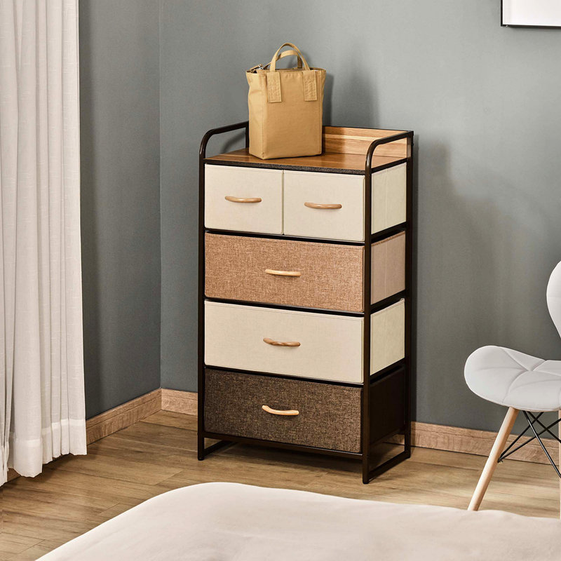 4-Tier Home Cabinet,Storage Organizer,Freestanding Dresser Tower,Hallway Storage Cabinet, Brown