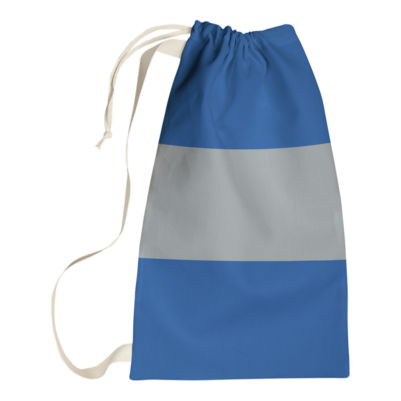 Fabric Laundry Bag with Handles, 29" H x 18" W x 1.5" D, Royal Blue/Gray/Royal Blue