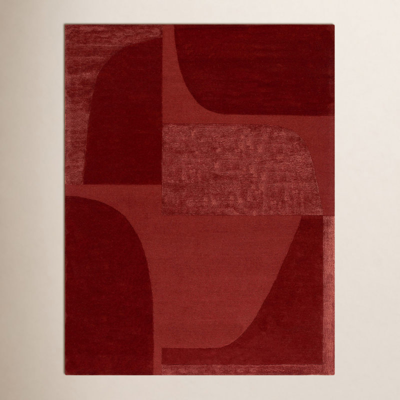 Rust Wool, Viscose, Cotton Hand Tufted Rug, Rectangle 3' x 5'