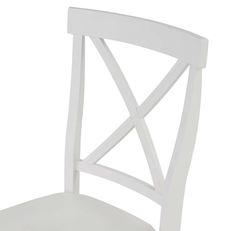 Ensemble 5 pièces de table de salle à manger et chaises, table de cuisine en bois massif avec 4 chaises, White, White