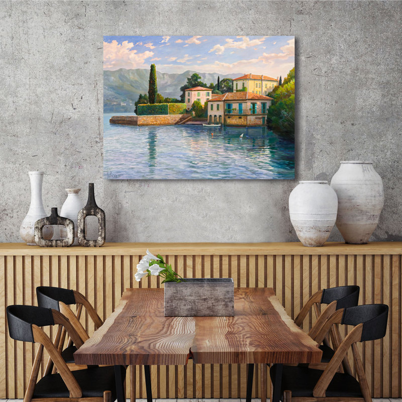 3AD6451 Lakeside Villa by Adriano Galasso - Wrapped Canvas Painting, 70cm H x 100cm W x 4cm D