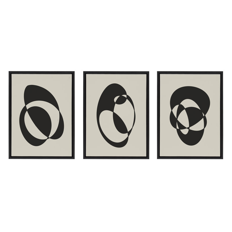 «Retro Midcentury Modern Abstract Graphic Shapes» par The Creative Bunch Studio, ensemble d'art mural sur toile encadrée