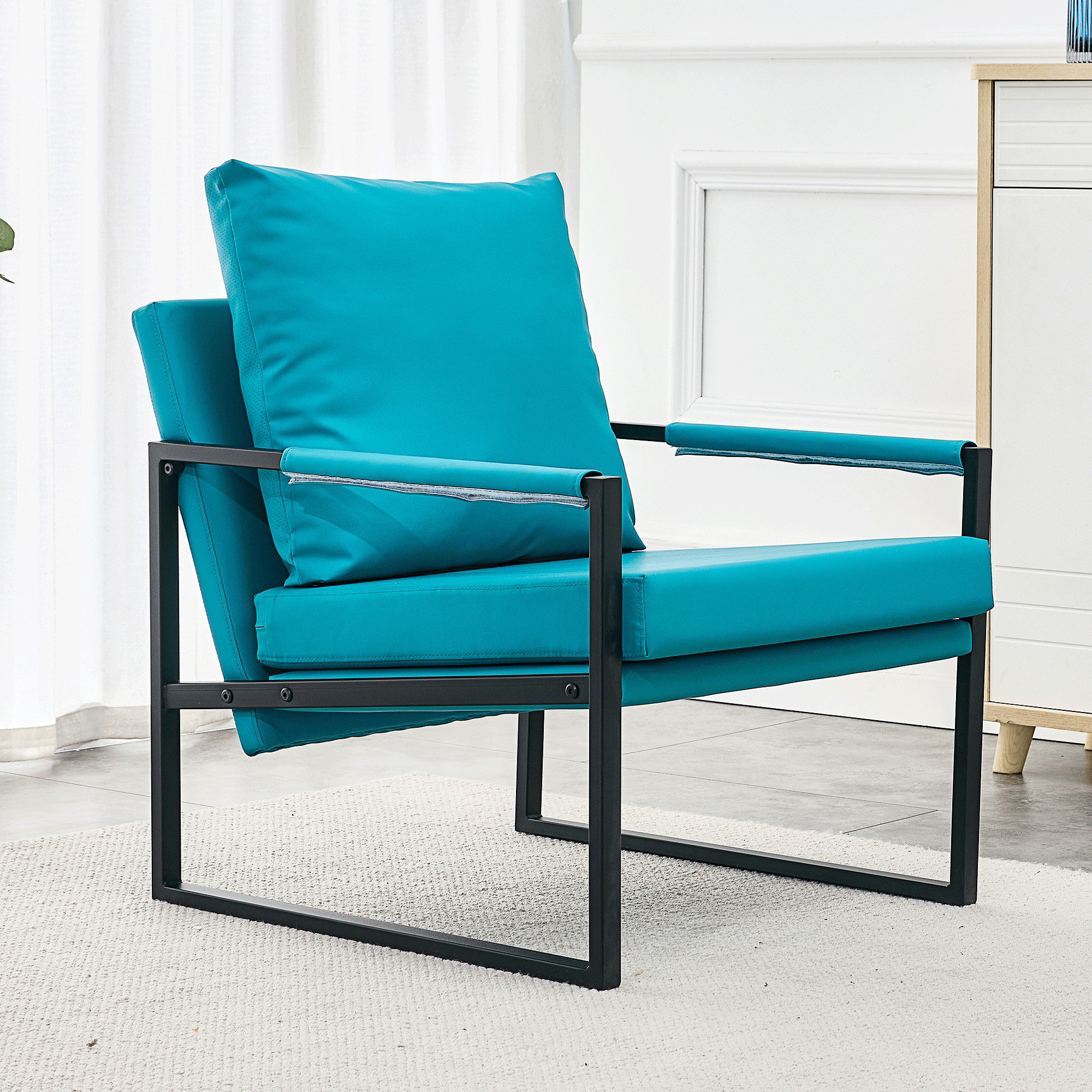 Teal discount leather armchair