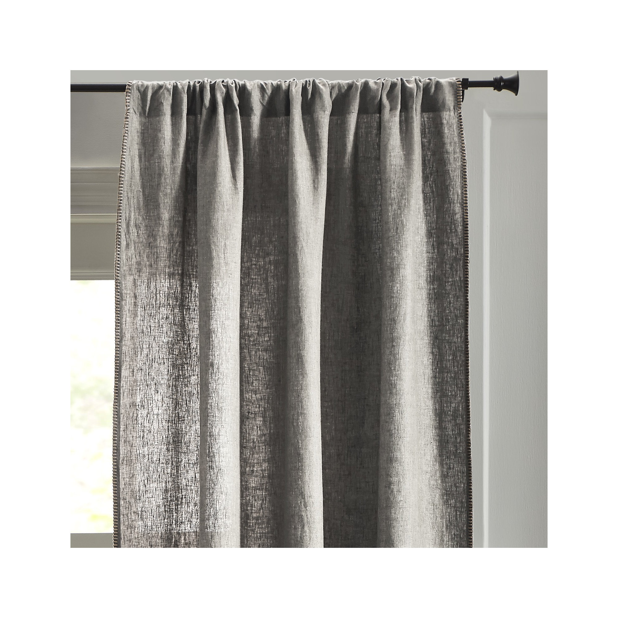 Brian Semi Sheer 100% Linen Curtain, 50" W x 120" L, Gray