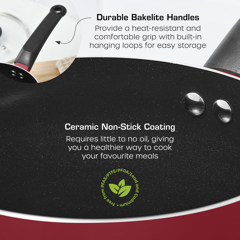 Swan Townhouse 14 Piece Aluminium Cookware and Tool Set with 16/18/20cm saucepans with Glass Lids and 20/26cm Frying Pans