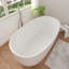 55'' Freestanding Tub Solid Surface Stone Resin Free Standing Soaking Bathtub with Overflow, Pop-up Drain, White