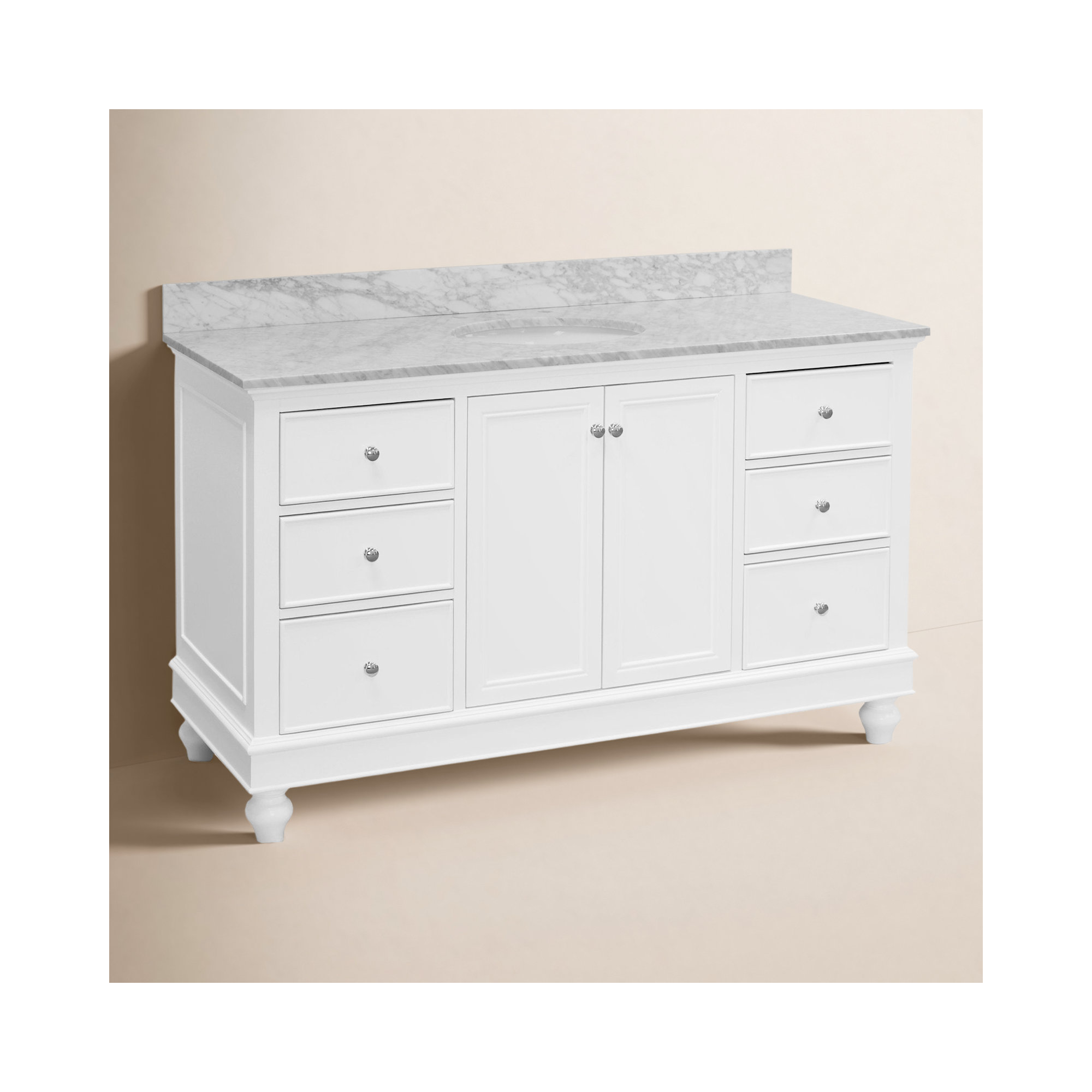 Ferdinand 60'' Single Bathroom Vanity, Carrara Marble, White