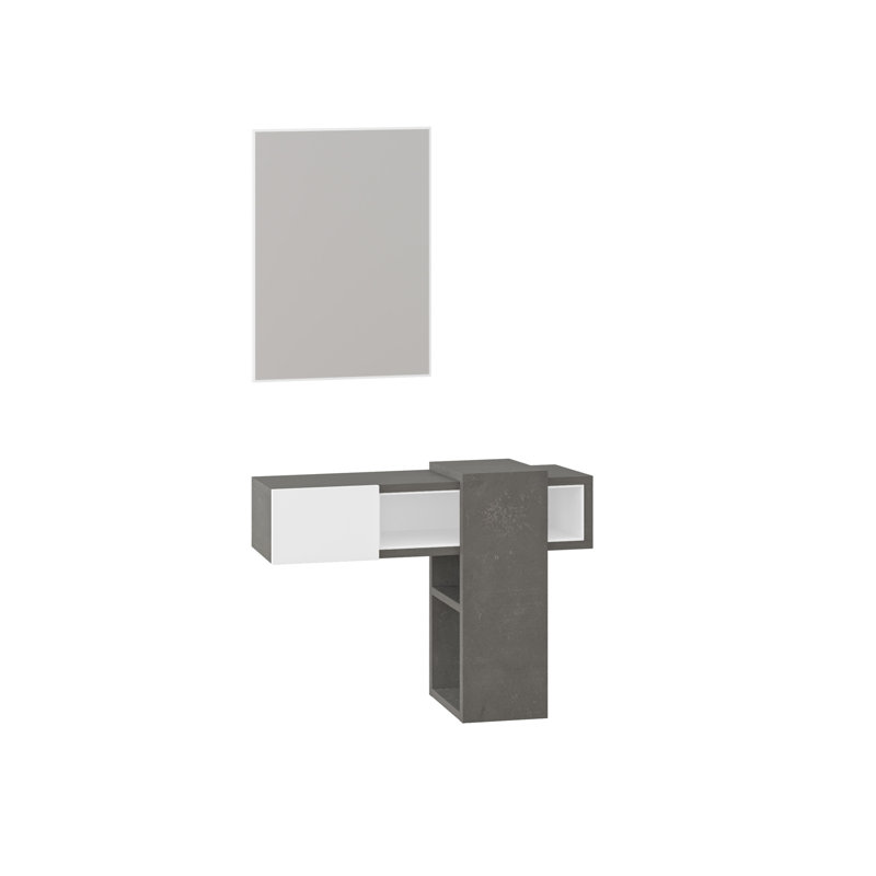 Aivree Dressing Table with Mirror, Grey/White