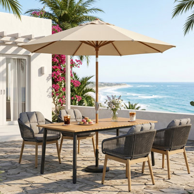 4-Person Patio Dining Set with Rectangular Table, Cushions Included