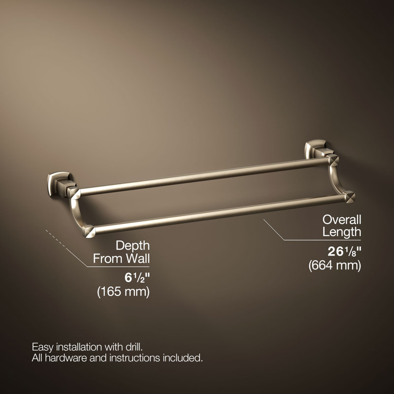 Margaux® Double 24" Wall Mounted Towel Bar, Vibrant Brushed Bronze