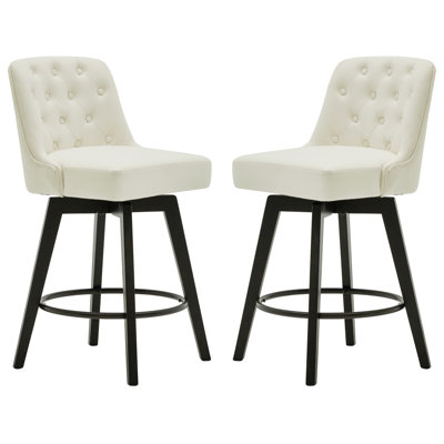 Swivel Upholstered 26'' Counter Stool Wood Leg