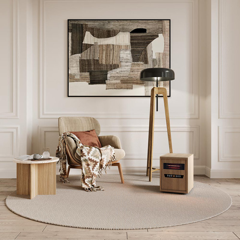 Modern Ember Portable Rolling Infrared Space Heater with LED Touchscreen w/ Remote, Light Oak Wood, Light Oak Wood