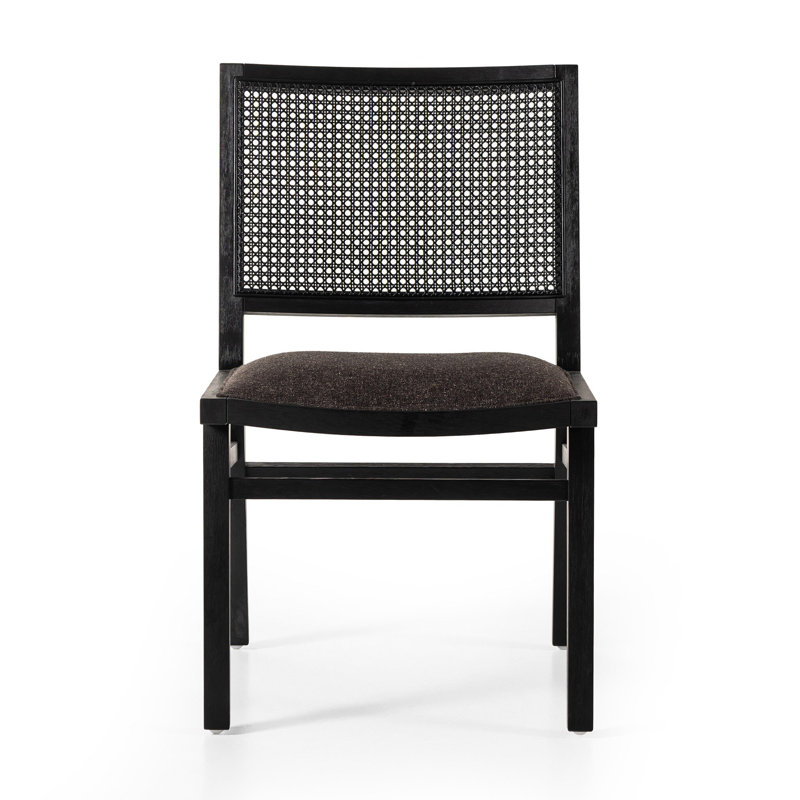 Sage Upholstered Dining Chair, Brushed Ebony Beech, Black Linen Blend
