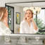 Miroirs de salle de bain rectangulaires / carrés modernes et contemporains en aluminium noir mat avec verre trempé HD-1373621615-1373621608