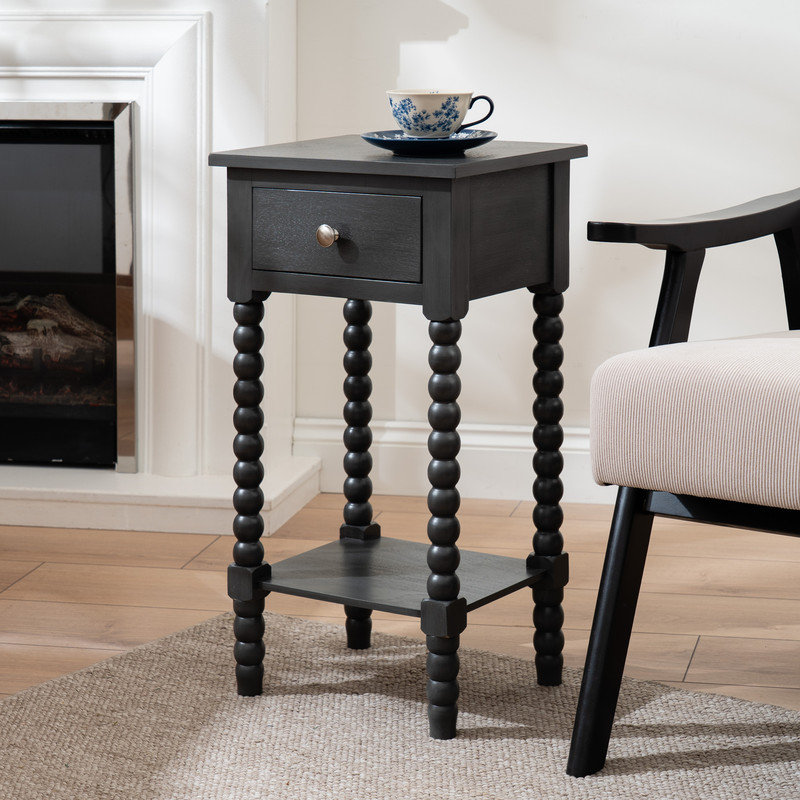 Solid Wood End Table, Grey Wood