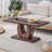 Modern Minimalist Walnut Dark Brown Texture Sticker-Patterned MDF Rectangular Coffee Table.