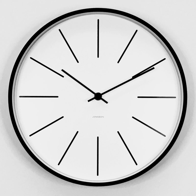 Avdi Metal Wall Clock, White/Satin Black Steel
