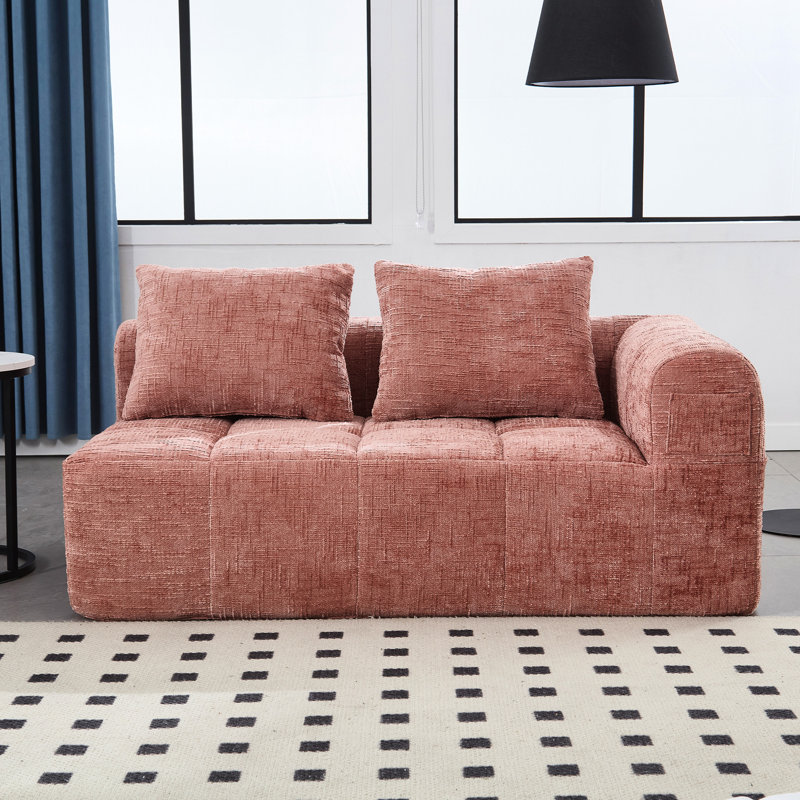Couches d'appoint en chenille rose - rebond rapide et look élégant pour une éponge haute élasticité spacieuse, Rose