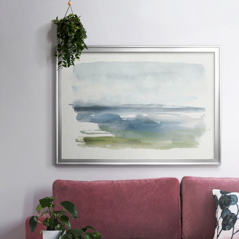 Coastline Splash IV-Framed Gallery Wrapped Canvas, 30" H x 44" W x 1.5" D, Silver