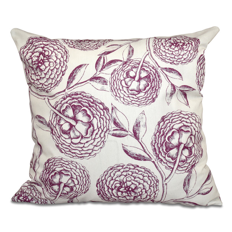 Housse et insert de coussin d'extérieur carré Botanical Blooms, 18 po x 18 po, Violet