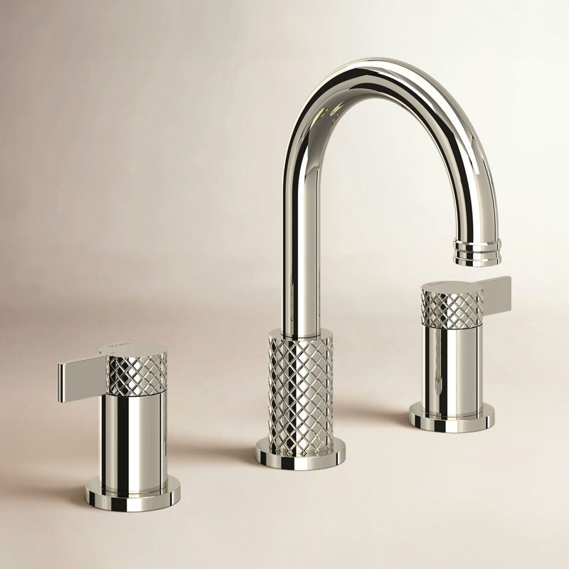 Tenerife Widespread Lavatory Faucet With C-Spout, Polished Nickel