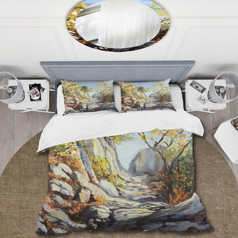 Marble Path In Autumn - Ensemble de housse de couette traditionnel - Microfibre de polyester