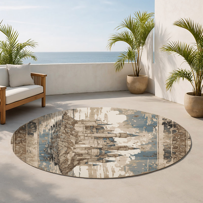 Tapis intérieur et extérieur Knight’s Haven, Rond 5 pi