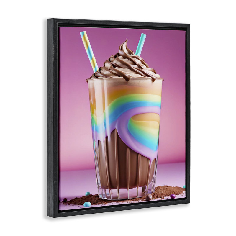 Cadre flottant arc-en-ciel Milkshake, design par Tabz Jones, Cadre flottant noir de jais, H 21 po x l 17 po
