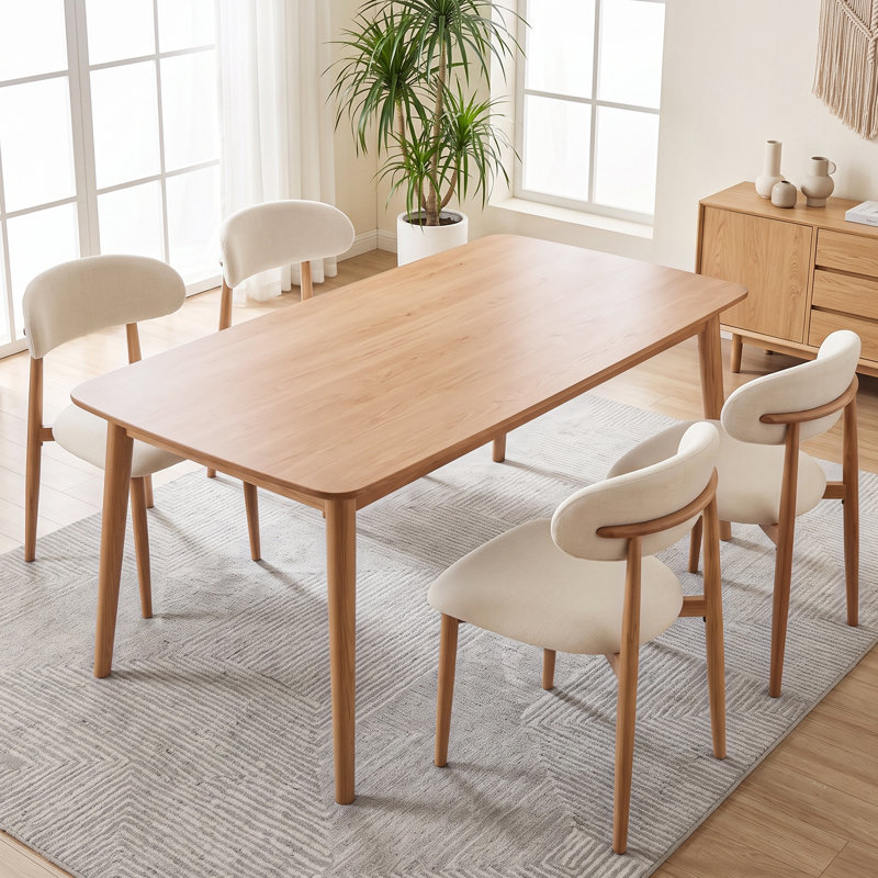 Chaises de salle à manger rembourrées Blondelle, 4, Bois jaune clair