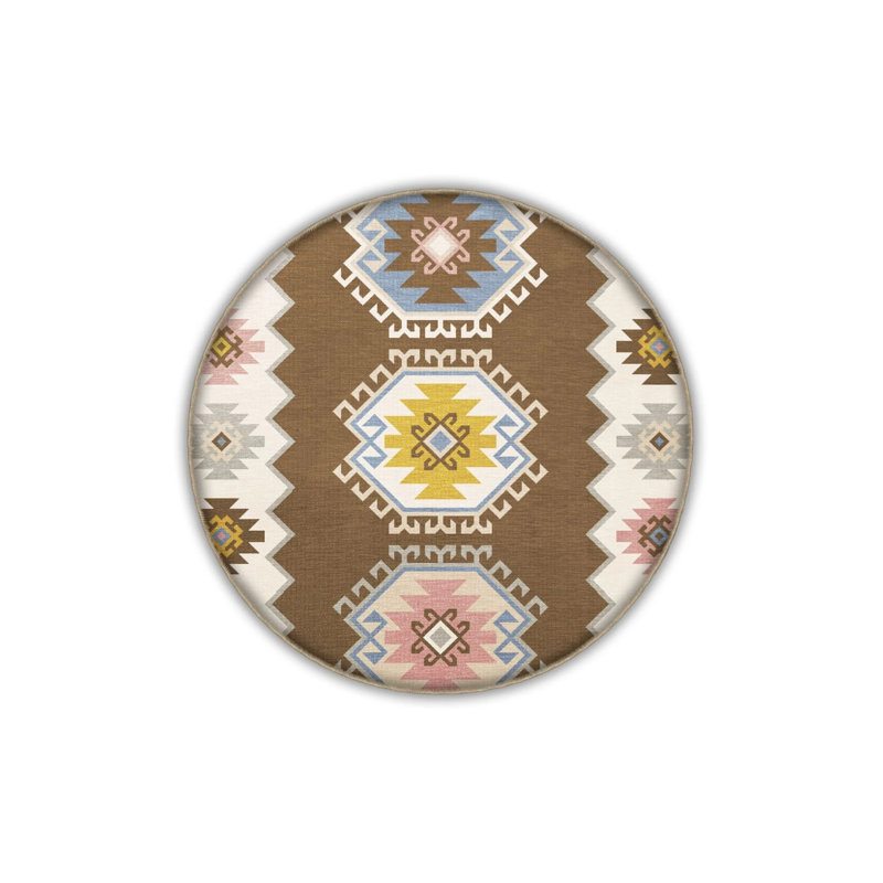Brown Beige Themed Traditional Motif Patterned Vintage Decorative Carpet, Rectangle 4' x 5'11"