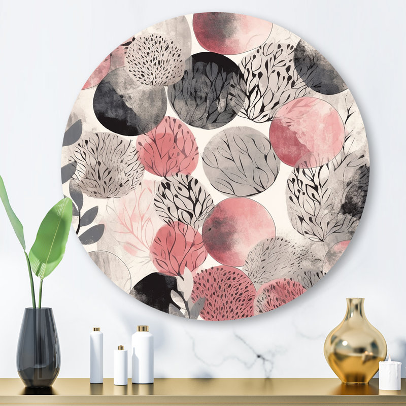 «Pink Grey Minimalims Fludity» sur impression métallique, H 29 po x l 29 po x P 1 po