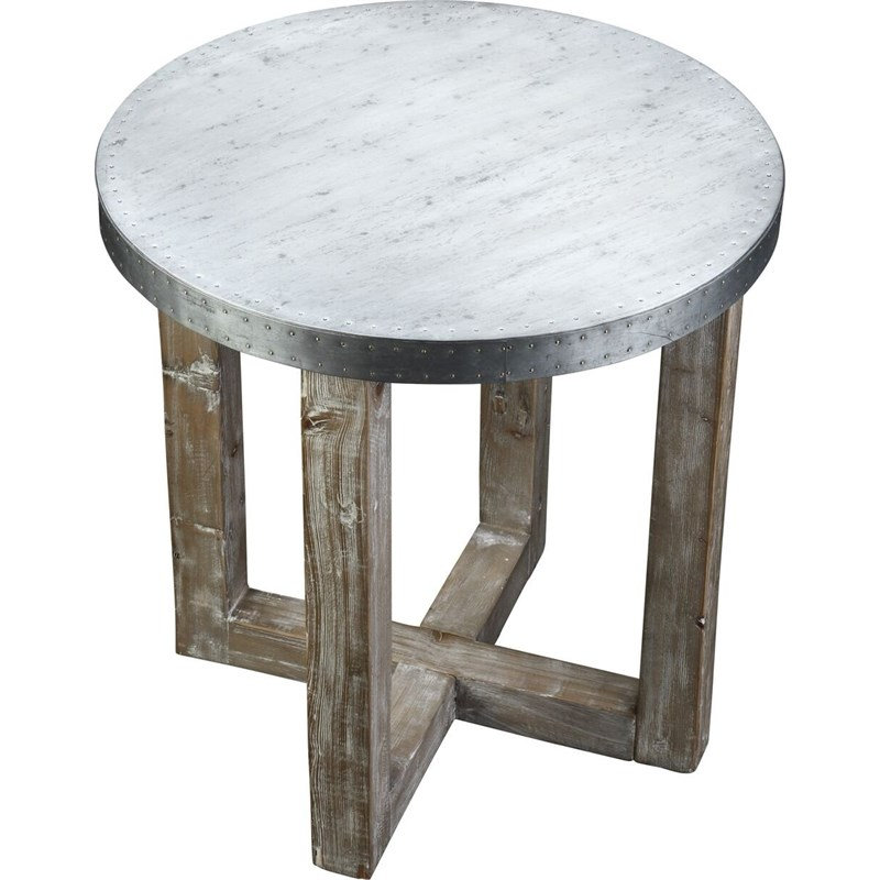  Table d'appoint contemporaine contemporaine avec plateau en zinc naturel