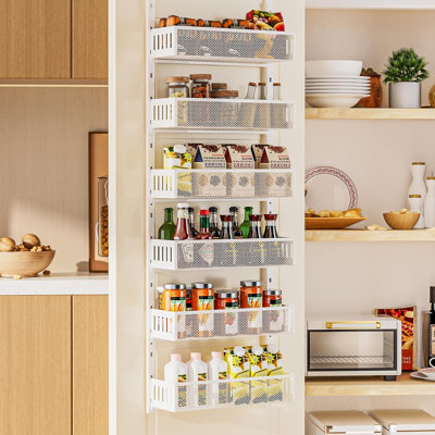 Organisateur de garde-manger à 6 niveaux avec paniers en maille, support à épices réglable et stable pour la cuisine, la salle de bain, la chambre à coucher et le rangement des articles essentiels pour bébé