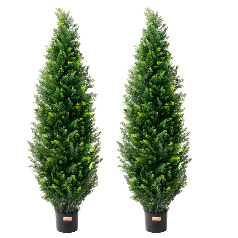 Ensemble de 2 fausses plantes artificielles en cèdre, H 60 po x l 5,9 po x P 5,1 po