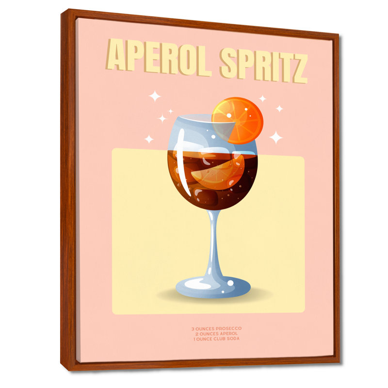 Art mural orange Aperol Spirz On The Rocks Night Out I - cocktails, Cadre flottant brun, H 44 po x l 34 po
