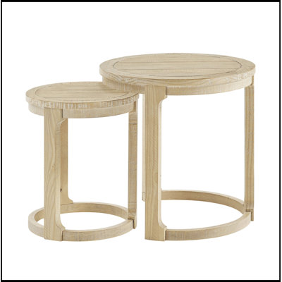Ensemble de 2 Frederica rondes en bois avec des pieds robustes