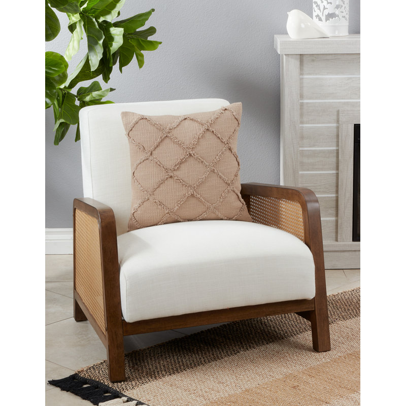 Natural Diamond Tufted Cotton Throw Pillow