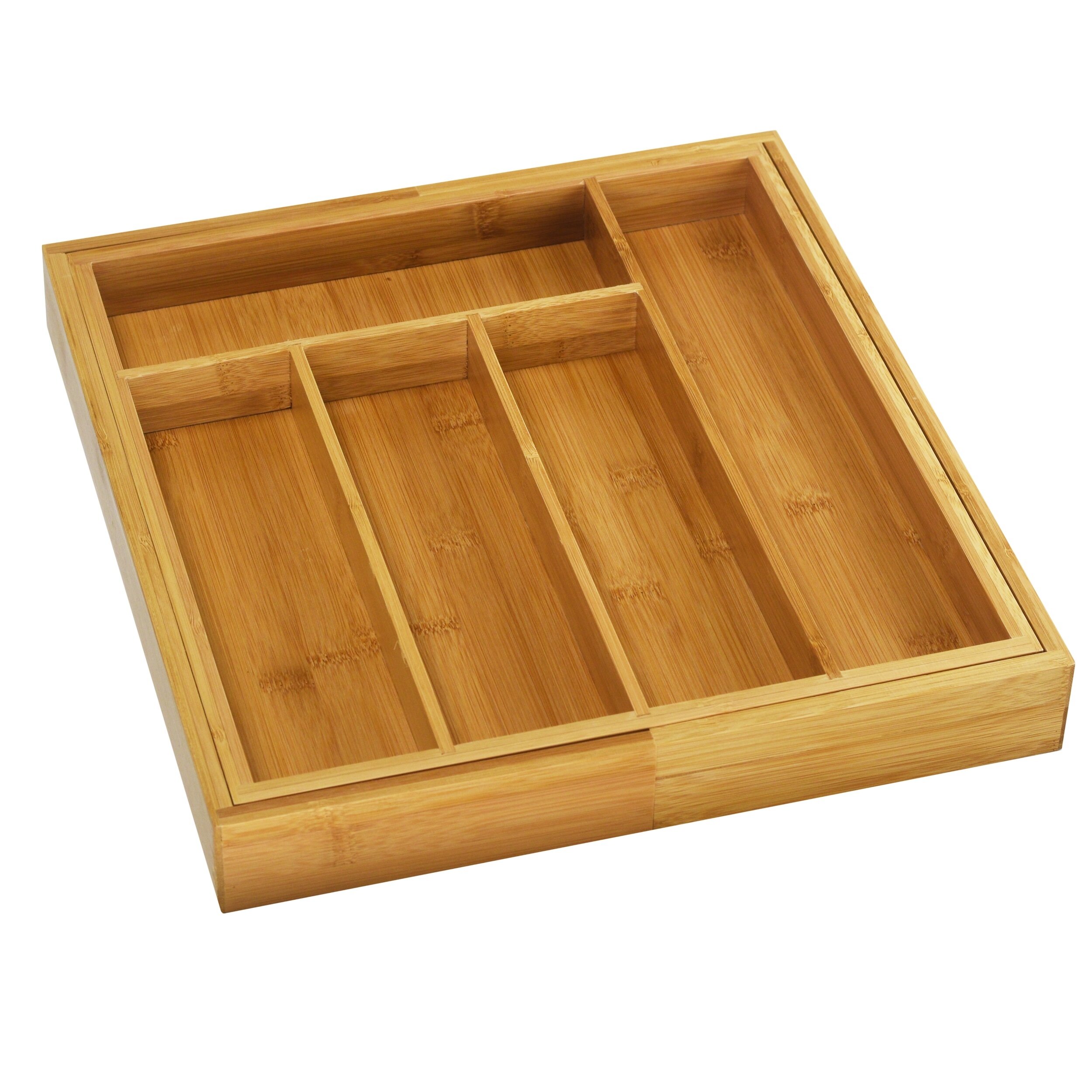 Drawer Organizer Bamboo Storage Box - Kitchen Bathroom Desk Wood Stackable  Tray 9x6x2.5inch 