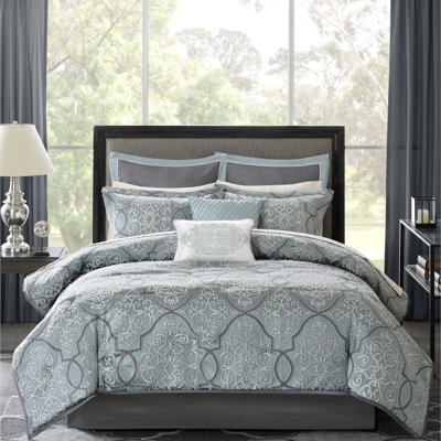 Édredon grand luxe bleu - Draps en coton 12 pièces frappant avec drap