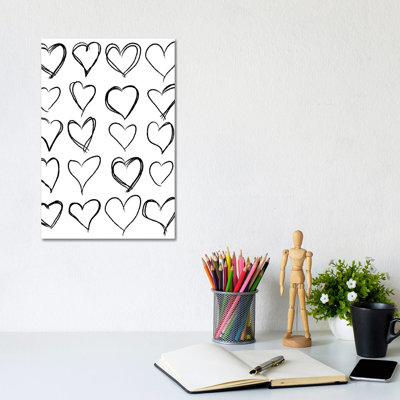Hearts 1 Piece Wrapped Canvas Wall Art