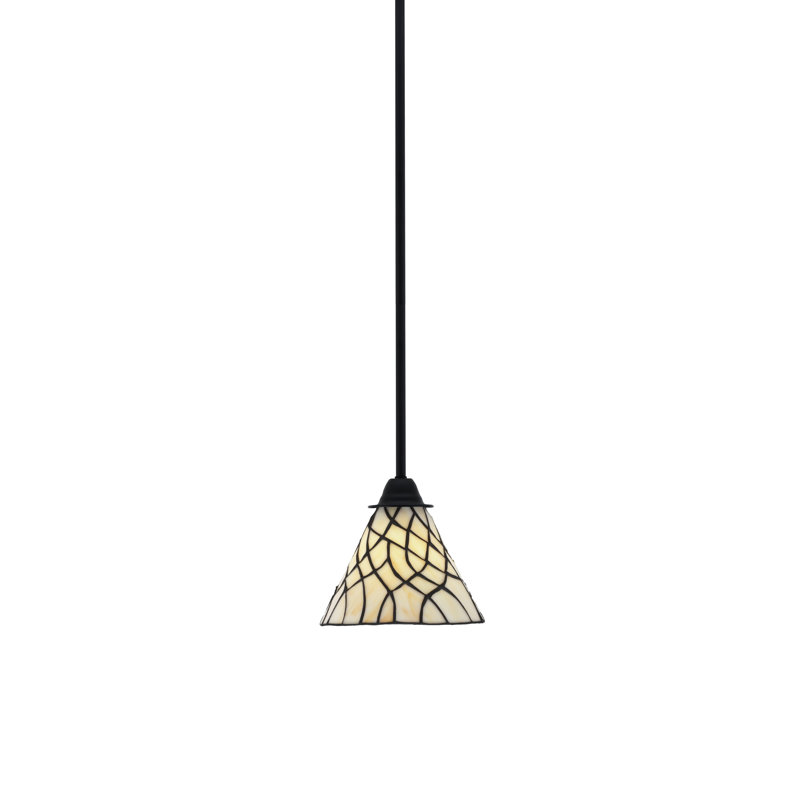 Luminaire suspendu Paramount avec fini noir mat et verre d'art 7 po Sandhill