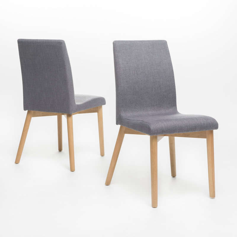  Chaises de salle à manger rembourrées avec rembourrage confortable et structure robuste, ensemble de deux, gris