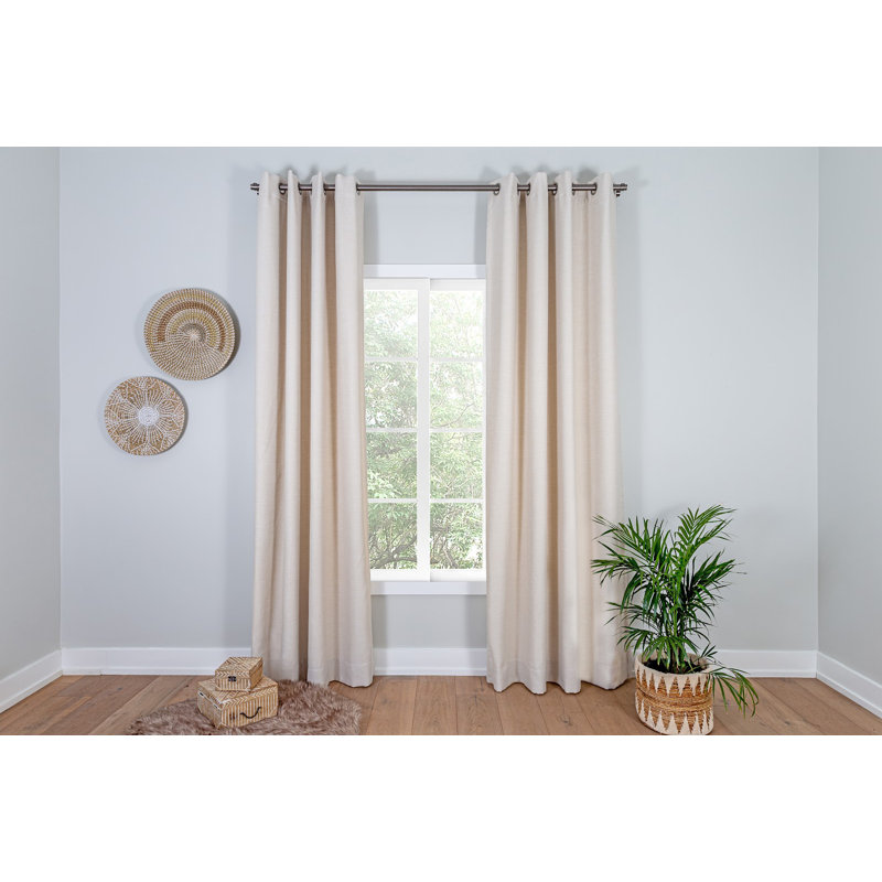Paire de rideaux unis avec œillets, Beige, L 64 po x L 96 po