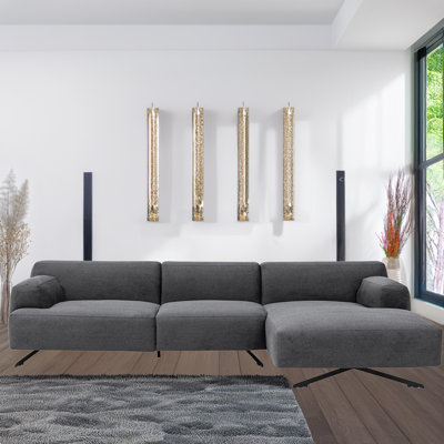 Sectional Sofa & Chaise With Metal Legs