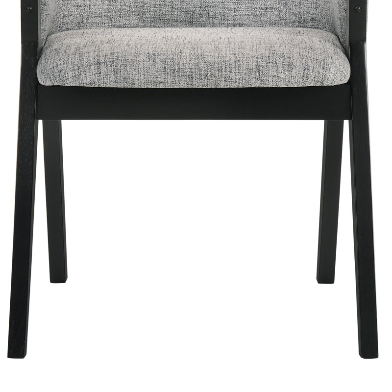 Chaises d'appoint de salle à manger avec accoudoirs en tissu et bois Moberly, gris, Noir