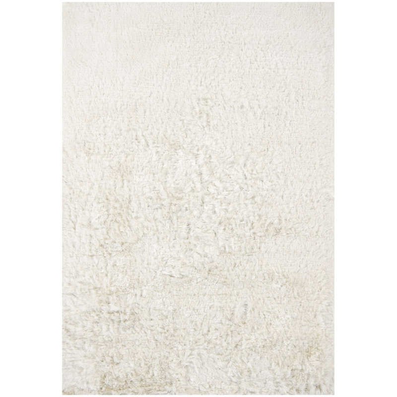 Naya Hand Loomed Modern Area Rug in White/Gray, Rectangle 5' x 7'6"