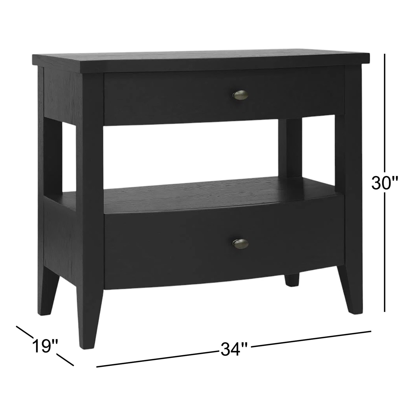 2-Drawer Traditional Oak Nightstand, Brown