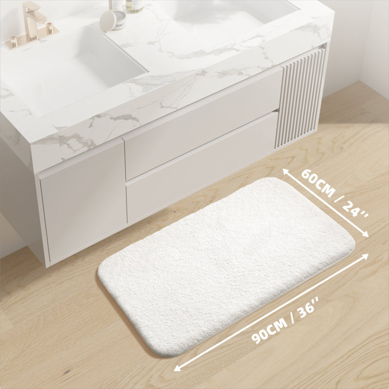 Tapis pour salle de bain Gaenside, L 36 po x l 24 po, Blanc
